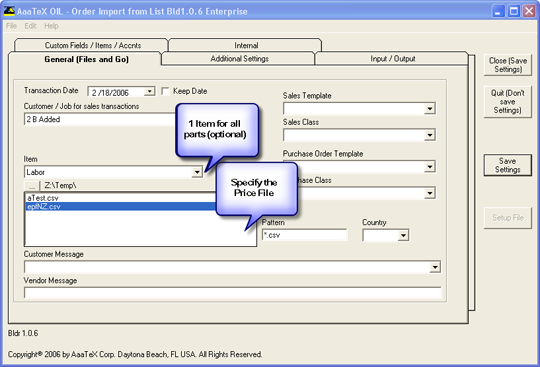 AaaTeX - QuickBooks Order Import from List