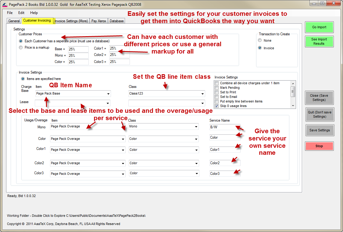 Xerox PagePack to QuickBooks Invoices